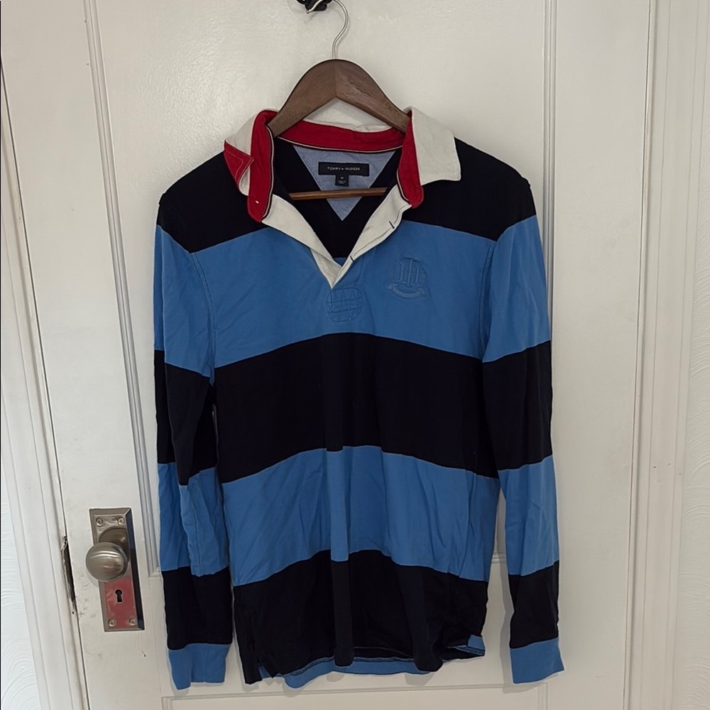 Tommy Hilfiger Blue and Black Long Sleeve Tee